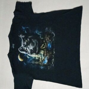 DOM Wolf  graphic T-shirt Size L Black  Pre-owned